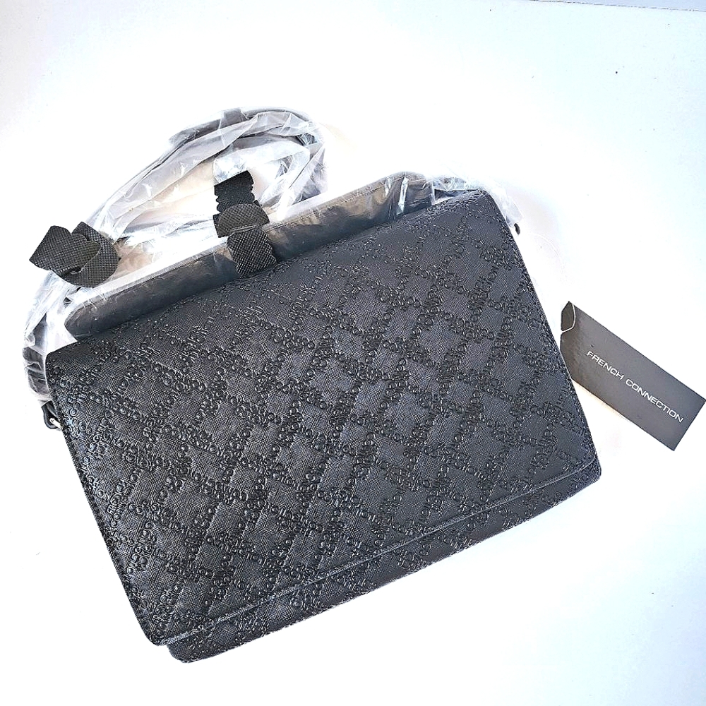 French Connection NEW crossbody bag black leather double pockets